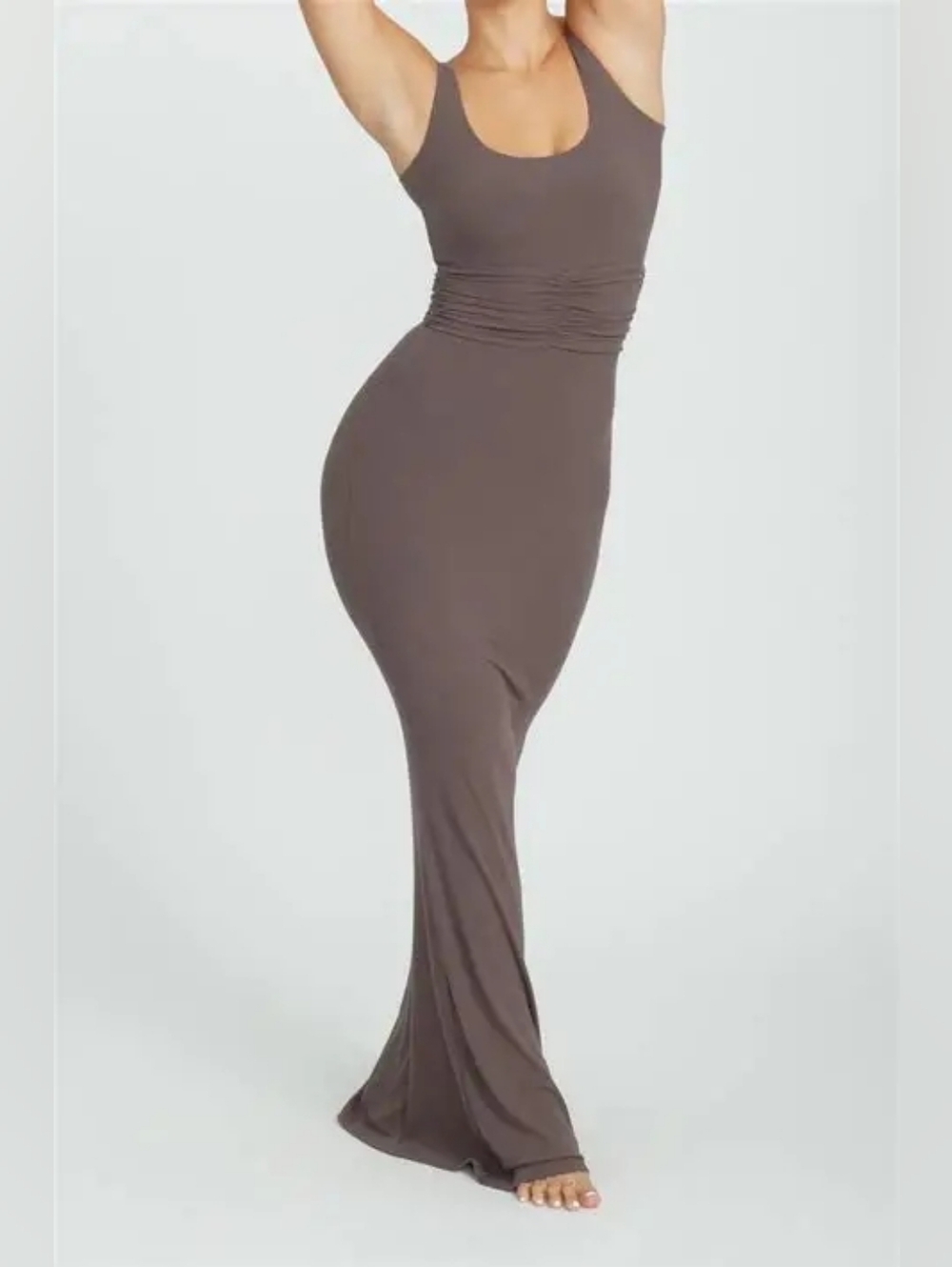 Riot Swim Roxi Ruched Tank Dress Ribbed Ash Size XS - Picture 4 of 14
